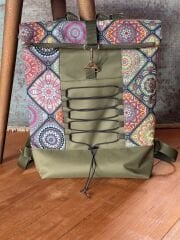 Mandala Desenli Yeşil Sırt Çantası - Hafif, Suya Dayanıklı, Bol Cepli (33*45 cm)