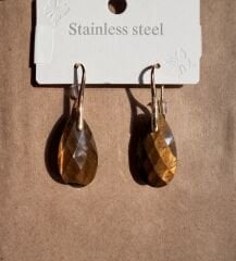 Kaplangözü Doğal Taş Küpe -Damla Formu Faset Kesim