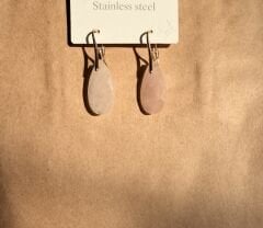 Pembe Kuvars Doğal Taş Küpe - Fasetli Kesim, Damla Form