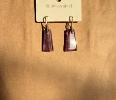 Ametist Doğal Taş Küpe - Faset Kesim